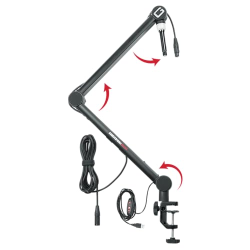 Gator Frameworks Professional Desktop Broadcast/Podcast Microphone Boom Stand with On-Air Indicator Light, Blue,Violet, & Red (GFWMICBCBM4000) - style: 4000 Series