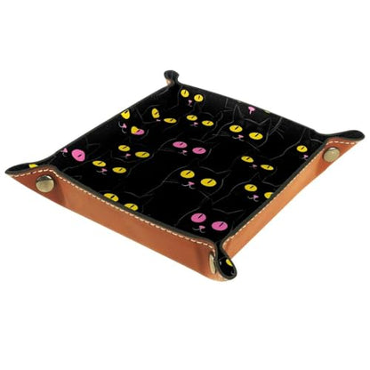 Dice Trays Black Cats Holder Storage Box for Dice Games Like RPG DND, Leather Dice Holder Portable Folding Rolling Dice Tray, 16x16cm - color: Multi 7