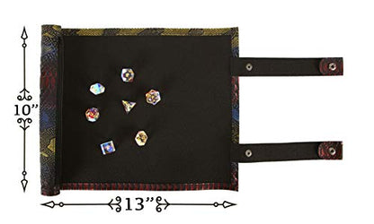 Forged Dice Co Scroll Dice Tray and Rolling Mat with Zippered Dice Holder - Storage Pouch Holds up to 14 Metal or Plastic Polyhedral Dice - Compatible with DND and Dungeons & Dragons Game Dice - color: Rainbow