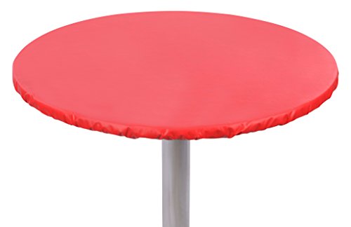 Yourtablecloth Heavy Duty Vinyl Round Fitted Tablecloth (Table Cover) with Flannel Backing Vibrant Colors Elasticized Tablecloth Great for Indoor and Outdoor Dining and Playing Cards 48” Ruby Red - color: Ruby Red, size: 48" (Round)