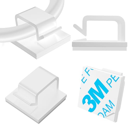 120 PCS Cable Clips White, Upgraded Adhesive Wire Clips for Wall, Strong Cord Clips Holders Wire Organizer for Cable Management, Christmas Lights, USB, Phone Charger, Cat 6, Car Dash Cam - color: White, size: Large_120p