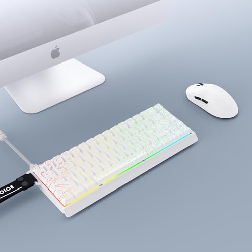 MCHOSE ACE 68 60% Mechanical Gaming Keyboard Wired Rapid Trigger Hall Effect Keyboard Magnetic Switch Hyper-Fast 8000Hz Adjustable Actuation, Hot Swap, RGB PC MAC Laptop (White Topographic Ice Rhino) - color: 68-White Topographic Ice Rhino Switch