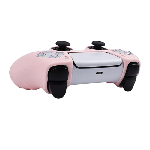 RALAN PurePink Color Controller Skin Silicone for PS5, Non-Slip Grip Cover Protector Compatible with PlayStation 5 Controllers with 2 Thumb Grip Caps - color: PurePink