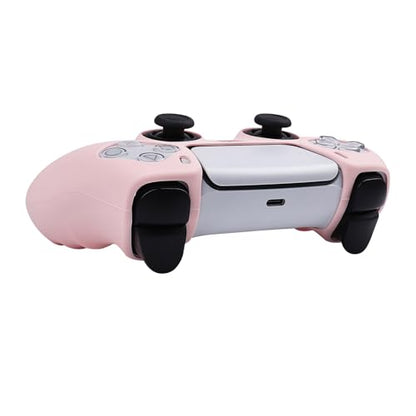 RALAN PurePink Color Controller Skin Silicone for PS5, Non-Slip Grip Cover Protector Compatible with PlayStation 5 Controllers with 2 Thumb Grip Caps - color: PurePink