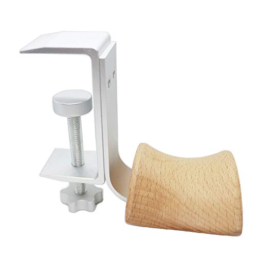 Beech Wood & Silver Clamp Type Headphone Holder Stand Hanger Bracket Wood Headphone Headset Hanger Holder Clamp Rack Hook Under Desk Table Headphone Hanger Holder for Audio,Studio&Gaming Headphones - color: Beech wood+silver