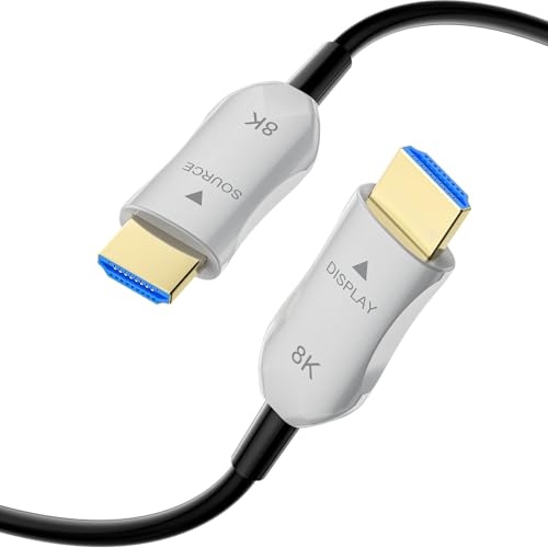 8K Fiber Optic HDMI 2.1 Cable 30ft/9m, Long Active HDMI Cable, High Speed Fiber HDMI Cord, 48Gbps, 8K@60Hz 4K@120Hz, Dynamic HDR, eARC, HDCP 2.2&2.3, 3D, for HDTV Monitor Game Laptop Home Theatre - size: 30ft/9m
