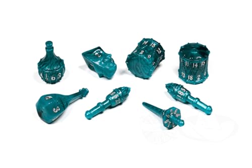PolyHero Bard Dice Set – Telltale Teal | Polyheadral Shaped Dice for D&D & RPG - Role Playing Games | 8-Piece Themed Set, Unique Gift for Tabletop Gamers - color: Telltale Teal