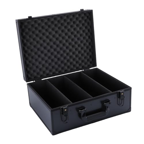 Yiju Card Storage Box Aluminum Alloy Card Storage Case with Trading Card Collection Box Organizer for Reinforced Corners, 4 Compartments - size: 4 Compartments