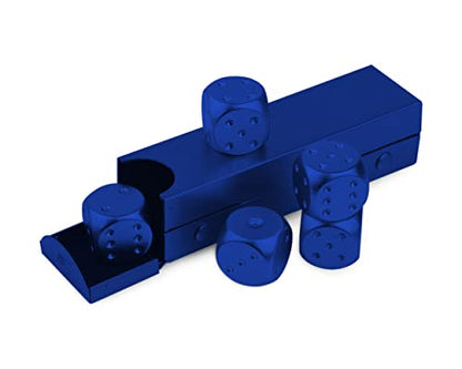 DS.DISTINCTIVE STYLE Aluminum Alloy Dice 5 Pieces 16mm Portable Metal Dices with Case 6 Sided Dice for Party Game - color: Blue, style: Rectangle