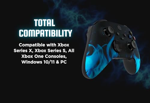 Stealth Controllers Wireless Controller for Xbox Series S, Xbox Series X, Xbox One - Soft Touch Feel - Custom Series S/X Controller (Blue Flames) - color: Blue Flames