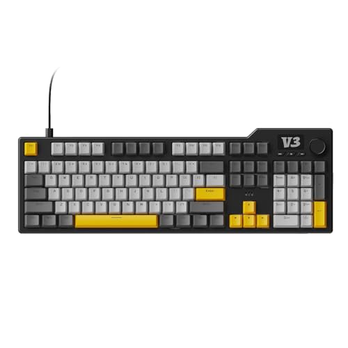 AJAZZ AK35I V3 104-Key Full Size Wired Gasket Mount Gaming Keyboard with Multimedia Buttons & Knob Control | Five Layer Pad | OEM Profile PBT Keycaps | Blue Backlit Custom Keyboard - color: AK35i V3 Black Wired