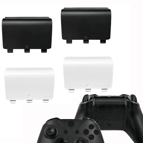 4 Pack Battery Cover for Xbox One&One S/X Controller Cover, Replacement Battery Back Cover for Xbox One S/X,Controller,Battery Back Shell Covers for Xbox One Controller[NOT for Xbox Series X/S] - color: black and white