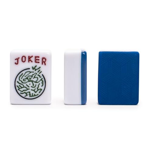 YMI Indigo Tides American Mahjong Tiles, 166-Piece Set | 166 engraved white melamine tiles, striped backs; a tiles-only American Mahjong set for players who already own accessories. - color: Indigo Tides