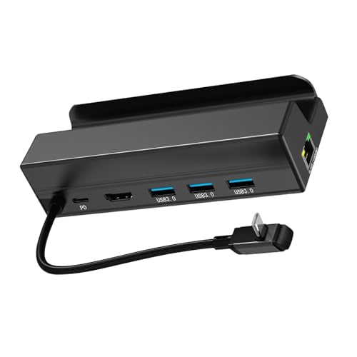 6-in-1 Docking Station for Handheld Gaming Console, USB C to 4k @ 60hz Adapter with Gigabit Ethernet, 3 3.0 a & 1 C Port, 90w Pd Charging Dock