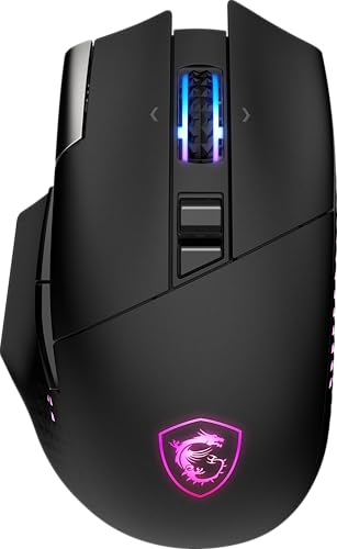 msi Versa PRO W Gaming Mouse, 26000 DPI, 70M+ Clicks, OMRON Optical Micro Switch, Optical Sensor, Ergonomic Ambitextrous Hand Design, RGB Light