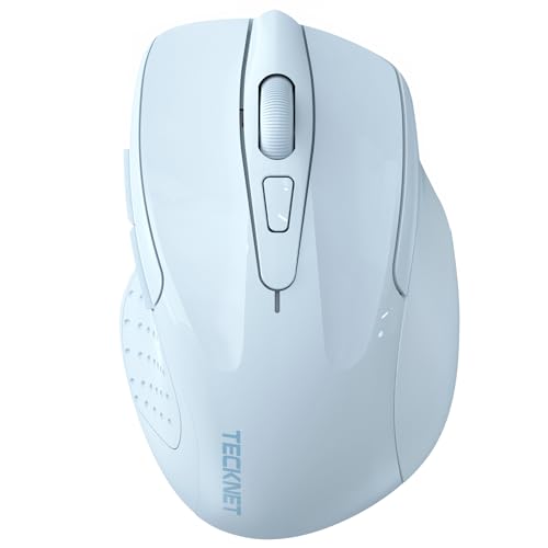 TECKNET Wireless Mouse, BT 5.0/2.4G, Silent 4800 DPI 6 Buttons, Lightblue | Bluetooth 5.0/3.0 & USB A, 2-Device Easy Switch, Wide OS Compatible, 6-DPI, Ergonomic for S/M Hands, Extended Battery - color: Lightblue