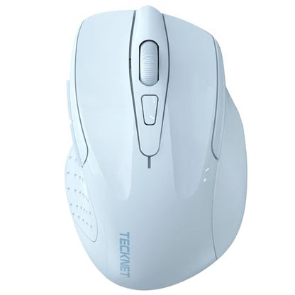 TECKNET Wireless Mouse, BT 5.0/2.4G, Silent 4800 DPI 6 Buttons, Lightblue | Bluetooth 5.0/3.0 & USB A, 2-Device Easy Switch, Wide OS Compatible, 6-DPI, Ergonomic for S/M Hands, Extended Battery - color: Lightblue