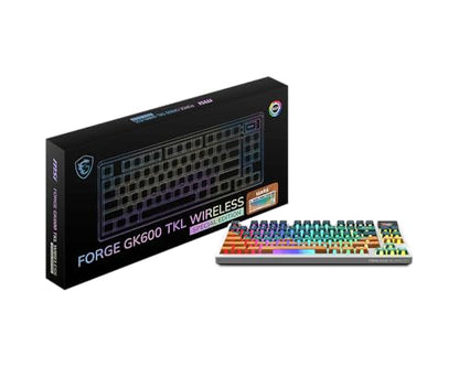 msi Forge GK600 TKL W Mars US - Mechanical Linear SWITCHES - Dye-Sublimated PBT Keycaps, Anti-Slip Base, RGB LED, USB 2.0, Bluetooth, 2.4 GHz - Tenkeyless - style: FORGE GK600 TKL W MARS US
