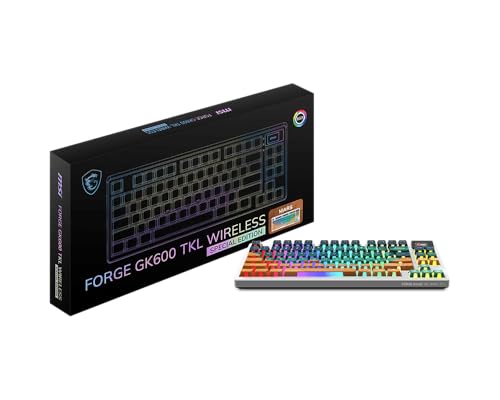 msi Forge GK600 TKL W Mars US - Mechanical Linear SWITCHES - Dye-Sublimated PBT Keycaps, Anti-Slip Base, RGB LED, USB 2.0, Bluetooth, 2.4 GHz - Tenkeyless - style: FORGE GK600 TKL W MARS US