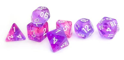 Purple DND Dice Set, Pop Color D&D Dice (Clear Purple-Pink) | Polyhedral Dice Set for DND Accessories, Dungeons and Dragons, Role Playing Games, MTG, CoC, TTRPGs – D20 System Games - color: Clear Purple & Pink