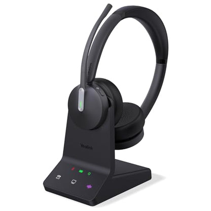 Yealink WH64 DECT & Bluetooth Dual UC Zoom Wireless Headset, 606 ft Range On Ear Work Headphones with 3X Noise Cancelling Mic, 32H Talk Time, Ringer, Office Headsets for Desk Phone, PC,Cellphone - style: WH64 Dual-UC