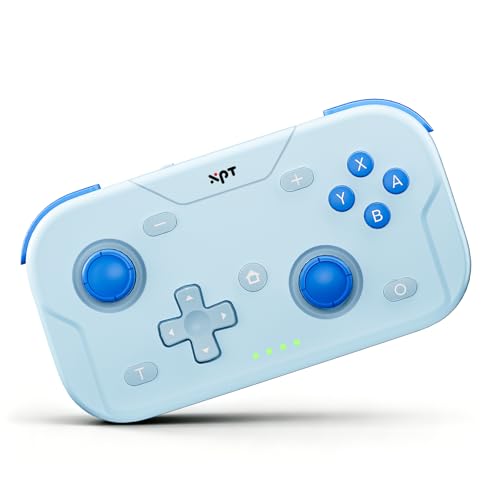 XPT Portable Mini Controller for Nintendo Switch 2/Switch 1/PC/iOS/Android/Steamdeck, Joystick Lift and Down Design,Wireless Bluetooth & Wired Gamepad with Turbo Function, 6-Axis Gyro, HD Vibration & 3D Joysticks, Home Button Wake-Up (blue) - color: Blue