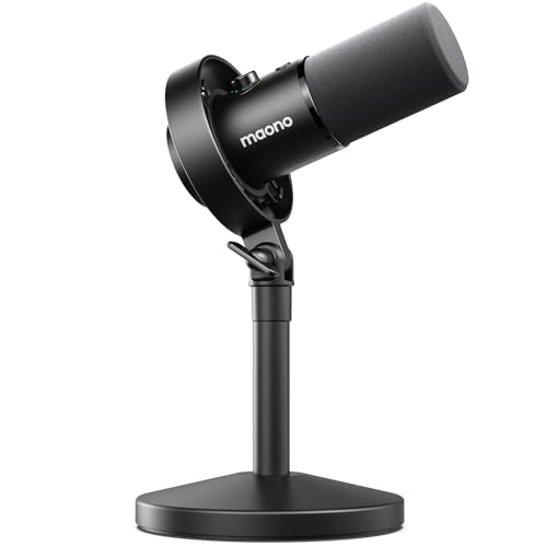 MAONO Dynamic Microphone-XLR USB Podcast Recording Mic: for Vocal Recording, Content Creation, Home Studio, Voiceover, with 192kHz/24bit, Noise Reduction, Mic Gain, Monitoring, Mute (PD300XT)