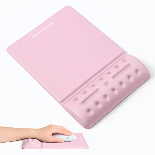 Pink Mouse Pad with Wrist Support Ergonomic Wrist Rest Gel Wrist Pad for Mouse Computer Laptop Desk Office Gaming Desktop Soft Memory Foam Fiber Cute Gel Rest - color: MW_Pink