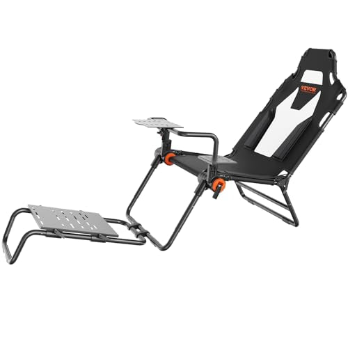 VEVOR Racing Wheel Stand Foldable Fit For Logitech,Thrustmaster,Fanatec,Hori,Mad Catz, Carbon Steel Driving Simulator Cockpit Adjustable Pedal & Seat,Fit Most Wheels and Pedals, Max. Load 330lbs