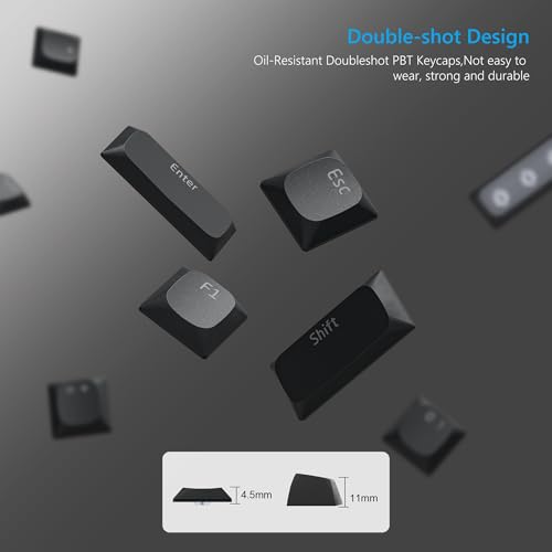 Womier Low Profile Keycaps for Mechanical Keyboard, Shine Through Keycaps | PBT Black Custom Key caps 60% 65% 75% 96% 100% for Cherry Gateron MX Switches, Black Backlight - color: Black