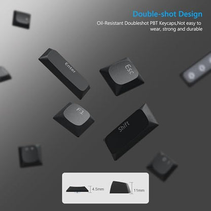 Womier Low Profile Keycaps for Mechanical Keyboard, Shine Through Keycaps | PBT Black Custom Key caps 60% 65% 75% 96% 100% for Cherry Gateron MX Switches, Black Backlight - color: Black