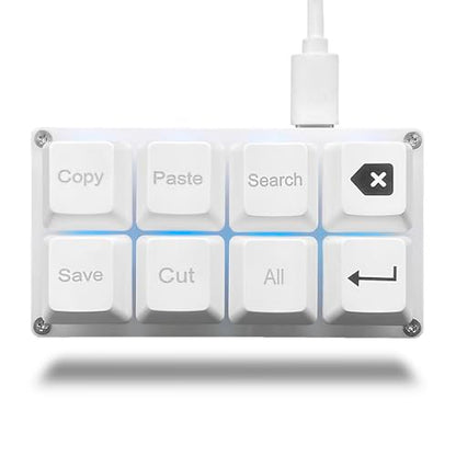 BTXETUEL Copy Paste Search Backspace Save Cut All Enter 8-Key Keyboard SayoDevice One Handed OSU Keypad Programmable Mechanical Shortcut Macro Keyboard for Working and Gaming (White) - color: White