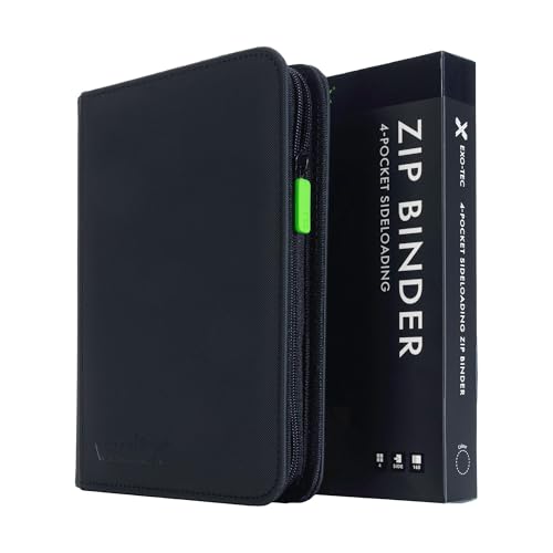 Vault X 4 Pocket Zip Binder, 160 Cards, Exo-Tec Material, 20 Side-Loading Pages (Black) - color: Black