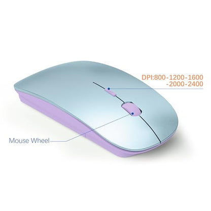 Wireless Keyboard and Mouse Ultra Slim Combo, TopMate 2.4G Silent Compact USB 2400DPI Mouse and Scissor Switch Keyboard Set with Cover, Batteries Included, for PC/Laptop/Windows/Mac - Blue Purple - color: Blue Purple