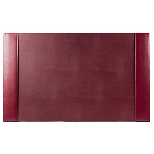 DACASSO Bonded Leather Desk Pad with Side Rails - Luxury Leather Desk Blotter for Writing - Padded Executive Desk Surface Protector - ( Burgundy, 30” x 18”) - color: Burgundy