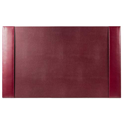 DACASSO Bonded Leather Desk Pad with Side Rails - Luxury Leather Desk Blotter for Writing - Padded Executive Desk Surface Protector - ( Burgundy, 30” x 18”) - color: Burgundy