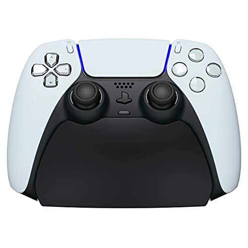 PlayVital Solid Black Controller Display Stand for ps5, Gamepad Accessories Desk Holder for ps5 Controller with Rubber Pads - color: Black