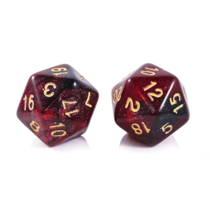 10 Pieces Polyhedral Dice Set D20 Dice 20mm Acrylic 20 Sided Game Dice for Dungeons and Dragons RPG MTG DND Dice Table Games (Starry Red Black) - color: Starry Red Black