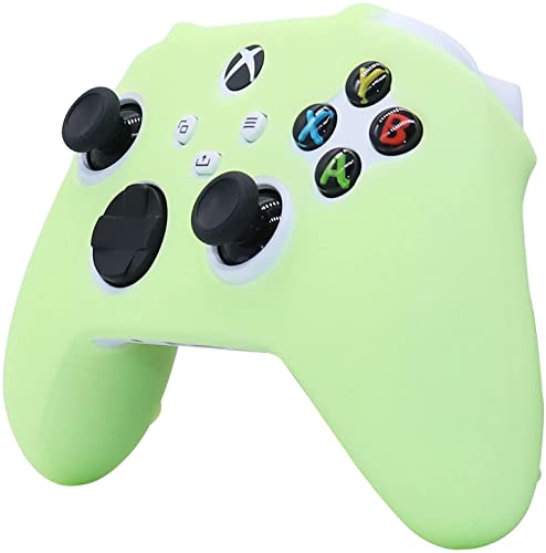 Glow in The Dark Silicone Cover Skin for Xbox Series X Controller, Anti-Slip Soft Rubber Case Protector for Xbox Series S Controller with 6 Thumb Grip Caps Glow in The Dark. - color: Glow Green