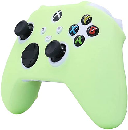 Glow in The Dark Silicone Cover Skin for Xbox Series X Controller, Anti-Slip Soft Rubber Case Protector for Xbox Series S Controller with 6 Thumb Grip Caps Glow in The Dark. - color: Glow Green