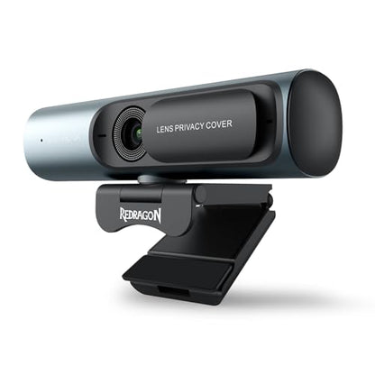Redragon GW911 4K Webcam for PC, Ultra HD with Dual Noise-Cancelling Mic, PDAF Auto Focus, Auto Light Correction, Plug & Play, Privacy Cover – Works w/Zoom/Teams/Skype/Google Meet