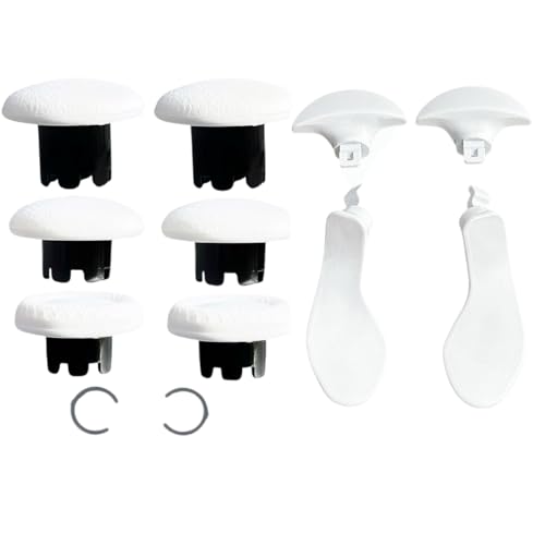 12 in 1 Interchangeable Thumbsticks & Metal Back Paddles Replacement Parts for PS5 DualSense Edge Controller, 6 Silicone Analog Joystick Caps, 4 Paddles Trigger Buttons,2 Base Rings (White) - color: White