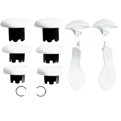 12 in 1 Interchangeable Thumbsticks & Metal Back Paddles Replacement Parts for PS5 DualSense Edge Controller, 6 Silicone Analog Joystick Caps, 4 Paddles Trigger Buttons,2 Base Rings (White) - color: White