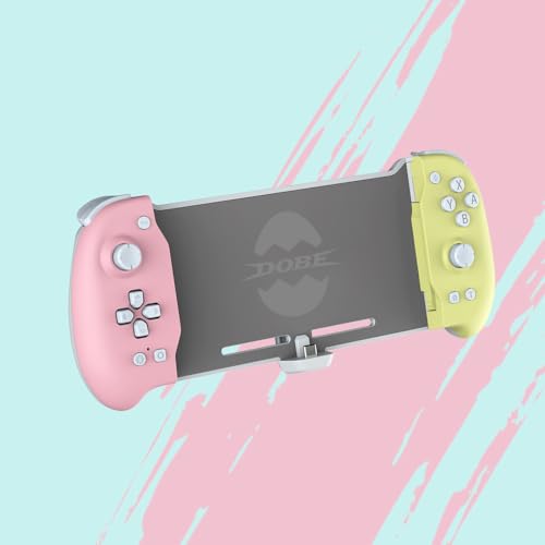 DOBE - Eggshell Controller Gripcon Switch Controller for Handheld Mode, Ergonomic Controller for Nintendo Switch with 6-Axis Gyro, Dual Motor Vibration, Compatible with All Games of Switch, Pink and Yellow - color: PINK&YELLOW