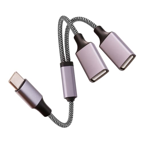 USB C Male to Dual USB A Female Adapter(10 inch long), USB C to Double USB A Splitter, C to Two Type A 2.0 OTG Adapter, Multiple Hub for Laptop,Tablet,Telephone,Flash Disk Drive, Gaming Consoles(Grey) - color: Grey(usb c to 2 usb a)