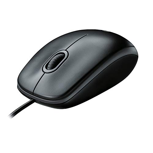 Logitech B100 Ambidextrous Wired Mouse - Black | USB corded, right or left hand use, for computer and laptop - size: 1 Count (Pack of 1)