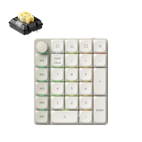 Keychron K0 Max QMK Wireless Custom Number Low-Profile RGB Backlit (Hot-Swappable) Banana Switch Keypad, 2.4 GHz & Bluetooth 5.3 Connection, 1000Hz Polling Rate - Retro Version - color: Banana Switch, size: Retro