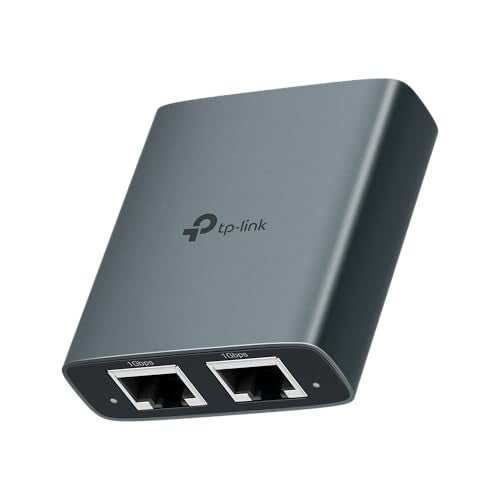 TP-Link Ethernet Splitter 1 to 2, 1000 Mbps High Speed Dual-Port Internet Splitter, Compatible w/ Cat8/7/6/5e/5, USB-C & Ethernet Cables Included, Aluminum Case, Plug and Play for Routers & More EH210 - style: Ethernet Splitter 1 to 2