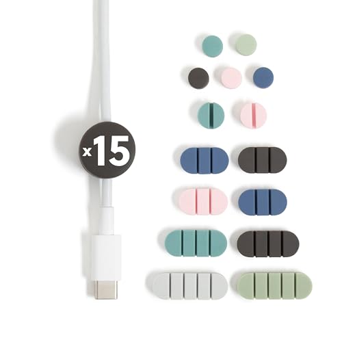 U Brands Adhesive Cord Organizers, Set of 15 Cable Clips, Assorted Colors - color: Assorted Colors