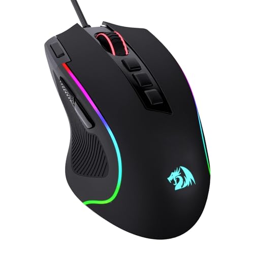 Redragon M612 Wired RGB Optical Gaming Mouse 8000 DPI Remapping Keys | Stable Lag-Free Connection, Redefine Keybinding Macro, Vibing Backlight, Ergonomic Grip Body Comfort - color: Black, style: Wired